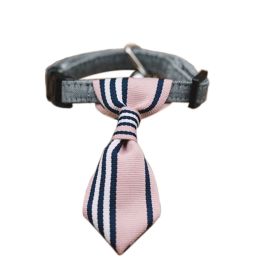 Adjustable Pink Vertical Stripe Cat Neck Tie Gentleman Collar 6-11 Inches