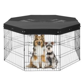 Dog Playpen 8 Panels Foldable Metal Dog Exercise Pen with Top Cover 30"H
