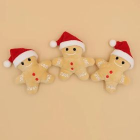 3pcs Plush Gingerbread Man for Cats  - Soft Fabric Toys with Santa Hats, Battery-Free Interactive Play