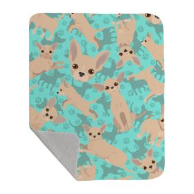 Chihuahua Quilted Blanket 50x60 Artwork Pattern Quilted Throw Blanket for Bed, Couch, Sofa, Soft and Lightweight