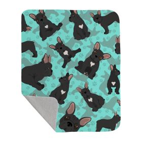 Black French Bulldog Quilted Blanket 50x60 Artwork Pattern Quilted Throw Blanket for Bed, Couch, Sofa, Soft and Lightweight