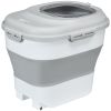 6-30lb Dog Food Storage Container Collapsible Design with Airtight Lids, Rolling Wheels, Cup, Bowl, Spoon, Grey