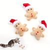 3pcs Plush Gingerbread Man for Cats  - Soft Fabric Toys with Santa Hats, Battery-Free Interactive Play