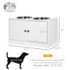 PawHut Elevated Dog Bowls with Storage Cabinet, Large 44L Capacity, Raised Dog Bowl Stand, Pet Food Bowl Feeding Station, White
