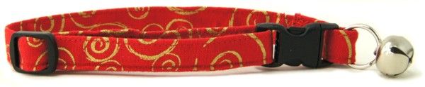 Red Metallic Gold Cat Collar