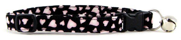 Pink Hearts on Black Collar