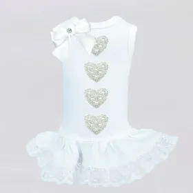 Queen of Hearts Dog Dress (Color: Red & White, size: XXS)