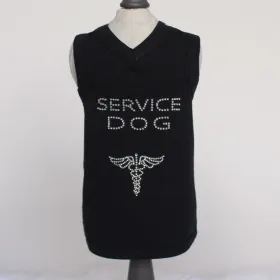 Service Dog V-Neck Tank (Color: Black, size: XXS)