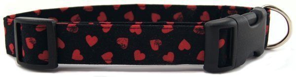 Black Hearts Dog Collar (size: X-Small)