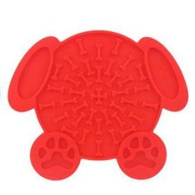 Dog Lick Mat for Anxiety Dog Lick Pad Feeder Lick Mat Wall-Mount Alternative for Slow Feeder Dog Pet Wall-Mount Lick Pad for Medium and Adult Dog (Color: Red)