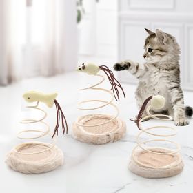 Pet Plush Toy For Indoor Cats; Cat Plush Toy With Spiral Spring Plate And Funny Ball; Cat Teaser Toy (style: Small Ball)