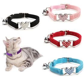 Pet Collar Adjustable Soft Collar With Bell For Kitten Cats (Color: Red, size: one-size)