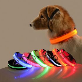 Glow-In-The-Dark Pet Collar For Dog LED Dog Collar For Night Walking; USB charging (Color: Red, size: L)