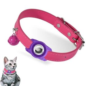 For AirTag Tracker Waterproof Protection Case Pet Leather Collar (Type: Pet Supplies, Color: Purple)