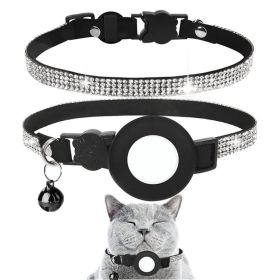 Rhinestone Decor Pet Collar For Airtag Tracker Case (Type: Pet Supplies, Color: Black)