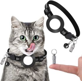 Pet Anti Lost Address Pendant Collar With Bell For Airtag (Type: Pet Supplies, Color: Black)
