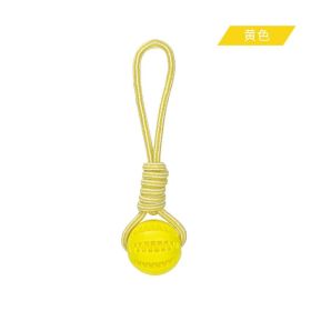 Pet molar toy watermelon ball silicone toy dog molar ball bite-resistant, teeth-cleaning and food-leakage ball chewing dog bite toy (Color: Yellow rope knot (round rope), size: 6 cm in diameter)
