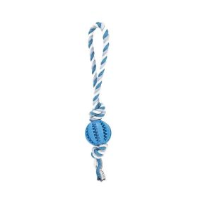 Pet molar toy watermelon ball silicone toy dog molar ball bite-resistant, teeth-cleaning and food-leakage ball chewing dog bite toy (Color: Blue string knot, size: 6 cm in diameter)