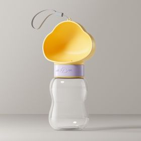 Dog water bottle dog kettle portable accompanying water bottle dog walking water bottle pet drinking water feeding water dispenser supplies (colour: Common to cats and dogs, size: Cloud yellow trumpet -350ml)