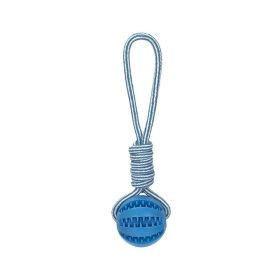 Pet molar toy watermelon ball silicone toy dog molar ball bite-resistant, teeth-cleaning and food-leakage ball chewing dog bite toy (Color: Blue rope knot (round rope), size: 6 cm in diameter)