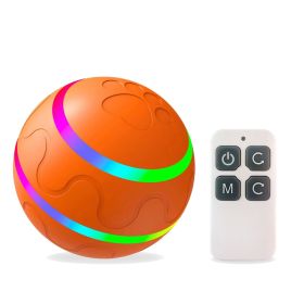 Interactive Dog Chew Toy Ball; Dog Balls Toy; USB Rechargeable Electric Pet Toy With LED Light (Color: Orange)