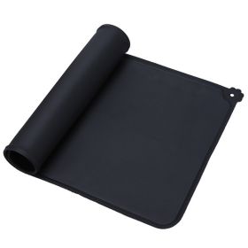 Silicone Dog Cat Bowl Mat Non-Stick Pet Fountain Tray Waterproof Food Pad Puppy Dogs Feeding Drinking Mat Easy Washing Placemat (Color: Black)