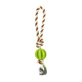 Pet molar toy watermelon ball silicone toy dog molar ball bite-resistant, teeth-cleaning and food-leakage ball chewing dog bite toy (Color: Green handle knot ball, size: 6 cm in diameter)