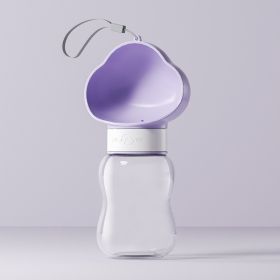 Dog water bottle dog kettle portable accompanying water bottle dog walking water bottle pet drinking water feeding water dispenser supplies (colour: Common to cats and dogs, size: Cloud purple trumpet -350ml)