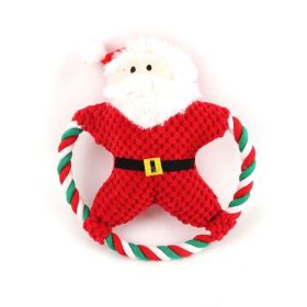 Christmas pet plush toys dog voice toys grinding teeth resistant toys cat toy cartoon cotton rope toy (Color: Red)