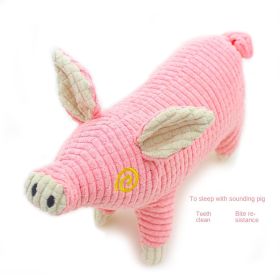 Plush dog toy cartoon cute voice bite-resistant plush toy dog cat toy (colour: pink)