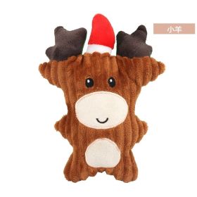 Christmas pet chew toy Pet plush voice toy Christmas molar bite-resistant cute cartoon dog toy (Color: fawn)