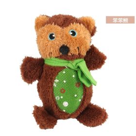 Christmas pet chew toy Pet plush voice toy Christmas molar bite-resistant cute cartoon dog toy (Color: Benben Bear)