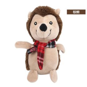 Christmas pet chew toy Pet plush voice toy Christmas molar bite-resistant cute cartoon dog toy (Color: Brown bear)