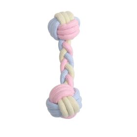 Dog toys molars bite resistant cotton rope ball cotton rope cat dog toys dog toys (Color: Tricolor dumbbell)