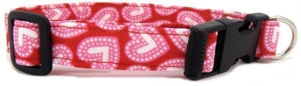 Dotted Hearts Dog Collar (size: X-Small)