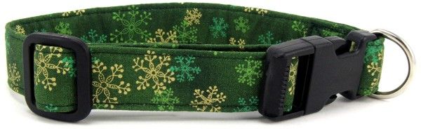 Green Snowflakes Dog Collar (size: XS)