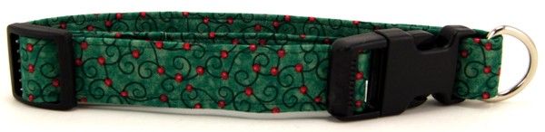 Green Swirled Berries Dog Collar (size: XS)