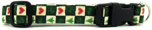 Hearts & Christmas Trees Dog Collar (size: XS)