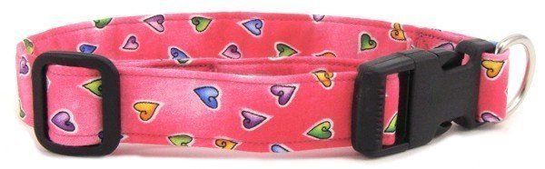 Hot pink Hearts Dog Collar (size: X-Small)