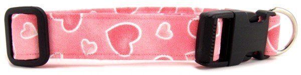 Pink Hearts Dog Collar (size: X-Small)