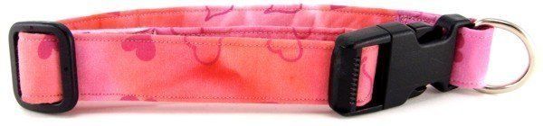 Pink Tossed Hearts Batik Dog Collar (size: X-Small)