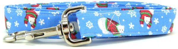 Polar Bears on Blue Dog Leash (size: small)