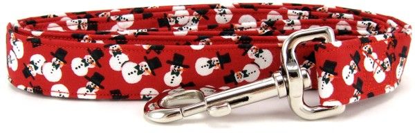 Red Happy Snowmen Dog Leash (size: X-Small)