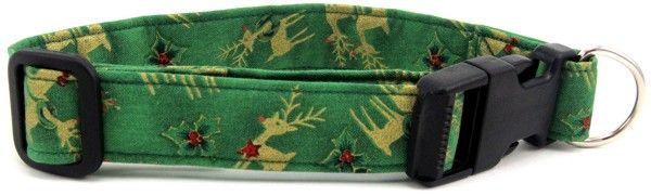 Tossed Gold Reindeer Dog Collar (size: XS)