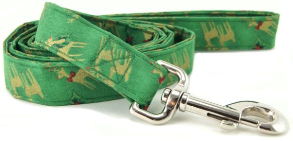 Tossed Gold Reindeer Dog Leash (size: X-Small)